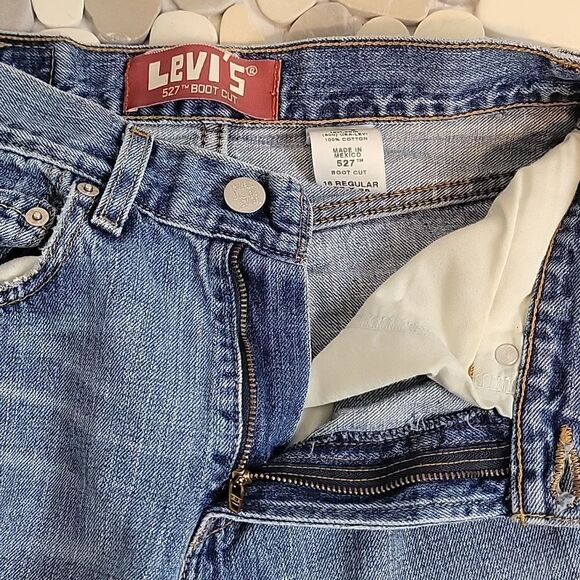 Levi's 527 red tab blue denim bootcut jeans Size 28 Juniors 16 - Picture 10 of 15